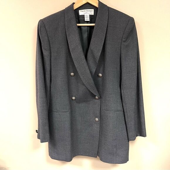- Vintage Rena Rowen grey double breasted jacket.  12 - Picture 1 of 7